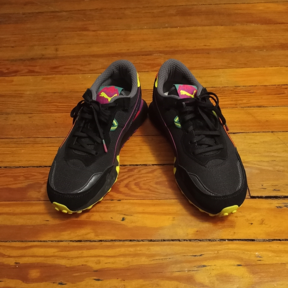 Puma Black Sneakers with Vibrant Accents